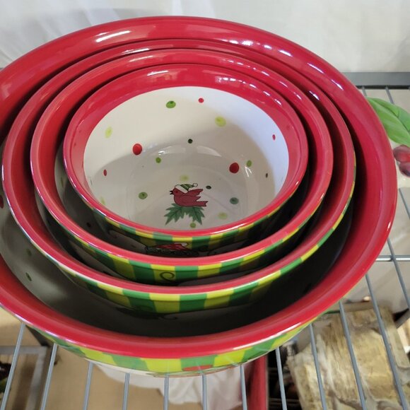 Temptations WINTER WHIMSEY Set of 4 Christmas Holiday NESTING BOWLS with Lids - Picture 1 of 9